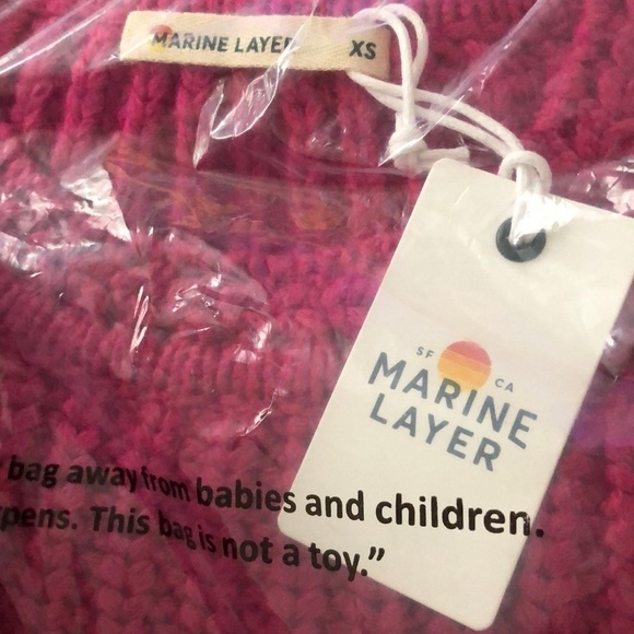 Marine Layer Sweater Oversized Crewneck Merino Wool Blend Rose Violet NWT XS - Picture 6 of 9